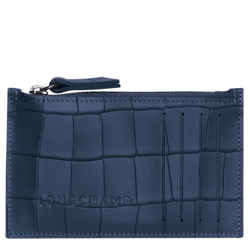 Longchamp Croco Block Deri Erkek Bozuk Para Cüzdanı Mavi | 948-RWNECX