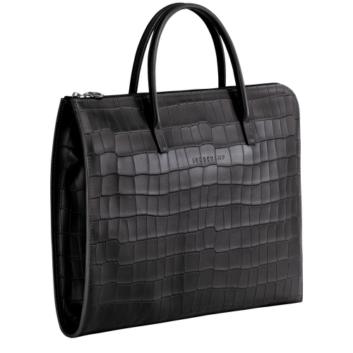 Longchamp Croco Block S Deri Erkek İş Çantası Siyah | 503-DUBZEN