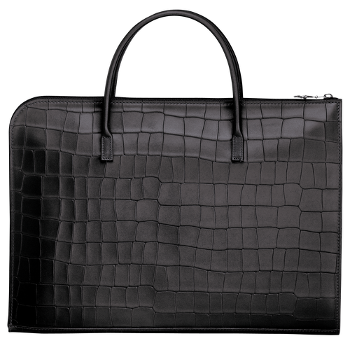 Longchamp Croco Block S Deri Erkek İş Çantası Siyah | 503-DUBZEN