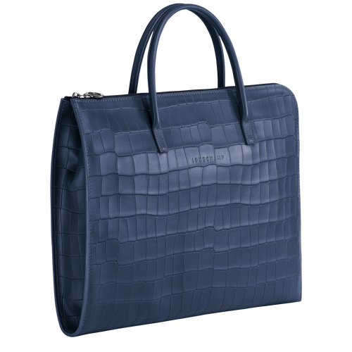 Longchamp Croco Block S Deri Erkek İş Çantası Mavi | 912-MRJHPV