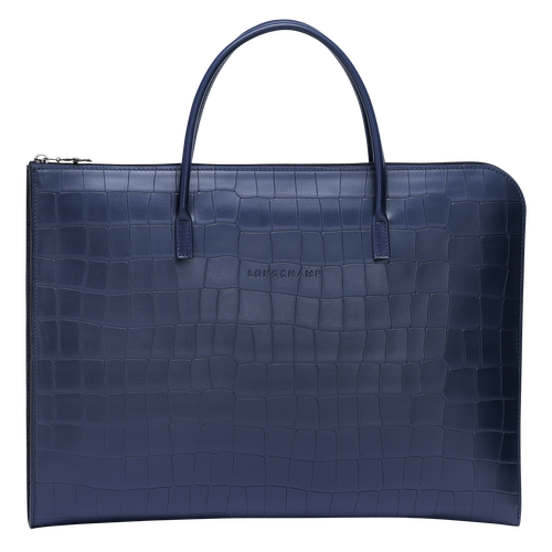 Longchamp Croco Block S Deri Erkek İş Çantası Mavi | 912-MRJHPV