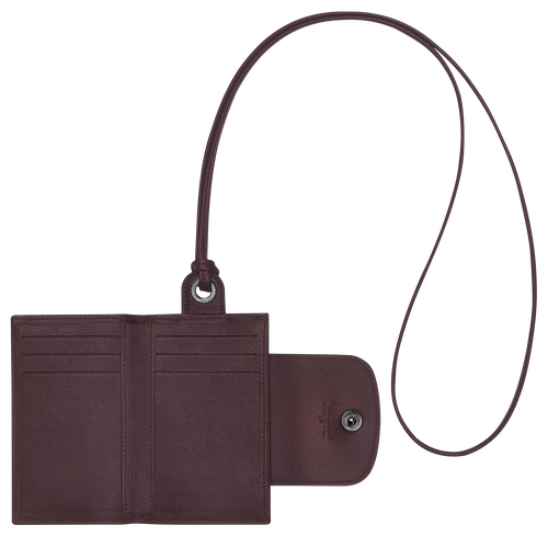 Longchamp Le Pliage Cuir Deri with necklace Erkek Kartlık Kırmızı | 854-TOLEFA