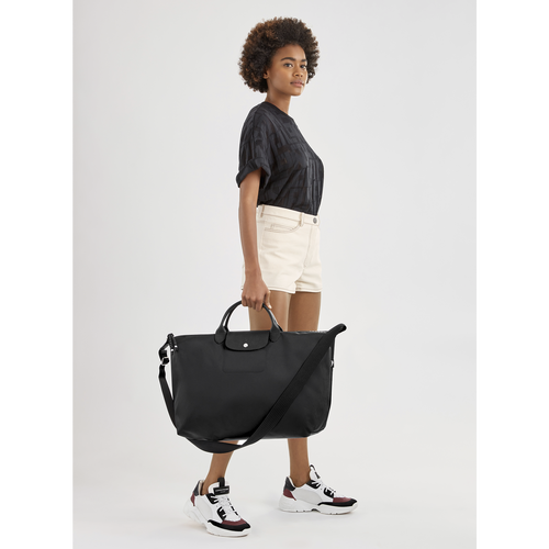 Longchamp Le Pliage Energy Kanvas, Recycled canvas Kadın Seyahat Çantası Siyah | 704-RXGYBT