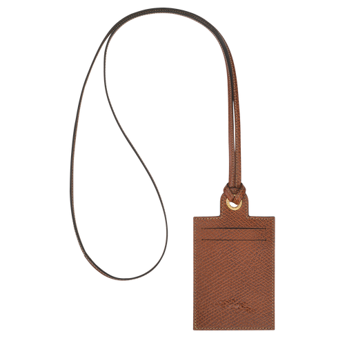 Longchamp Le Pliage Original Deri with necklace Erkek Kartlık Kahverengi | 936-IQKYZS