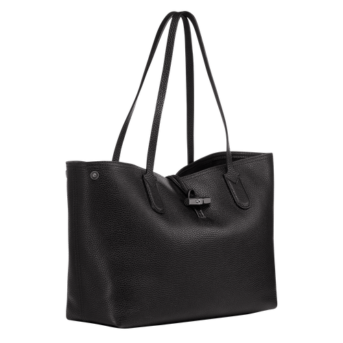 Longchamp Roseau Essential Deri Kadın Omuz Çantası Siyah | 902-JYVDNW