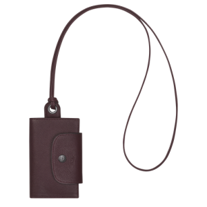 Longchamp Le Pliage Cuir Deri with necklace Erkek Kartlık Kırmızı | 854-TOLEFA